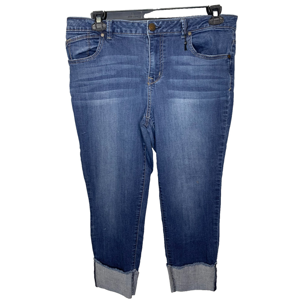 1822 DENIM Womens Size 14 Taylor Cropped Capri Cuffed Blue Jeans
